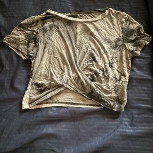 SHEIN Tie-Dye Black and Tan Short Sleeve Top